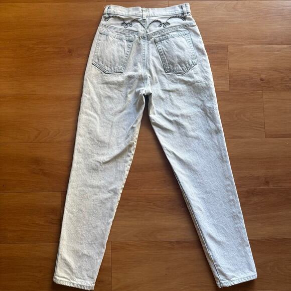 Vintage Western Rope Stitched Straight Jeans Sz 5 Cowgirl Rodeo Embroidered 90s - Picture 3 of 15